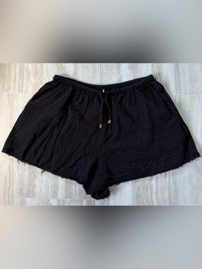 Free People Black Cotton Gauze Beach Lounge Shorts Frayed Hem With Pockets
NWOT